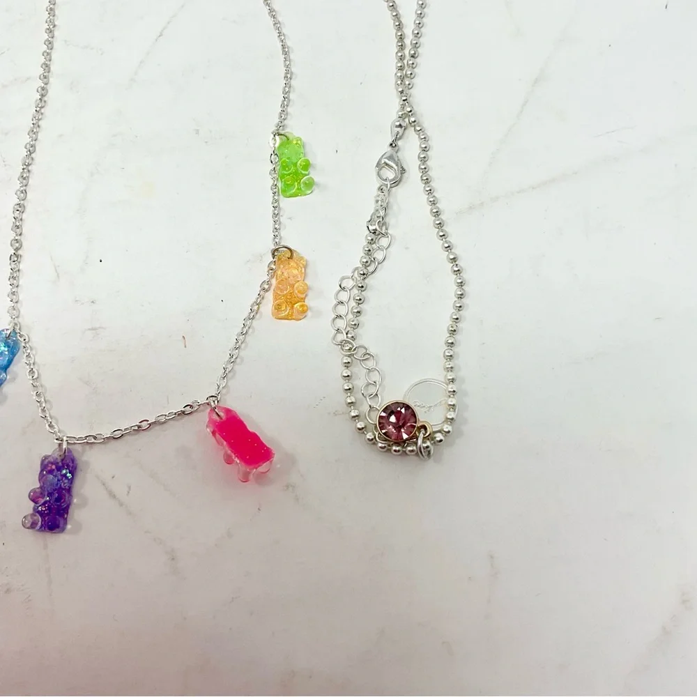 Girls Colorful Beaded and Chain Necklace lot